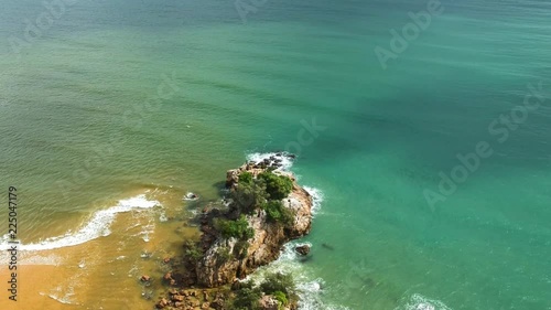 Aerial shot of Beach and Rocks of Pantai Kemasik, Terengganu during Monsoon seasons.