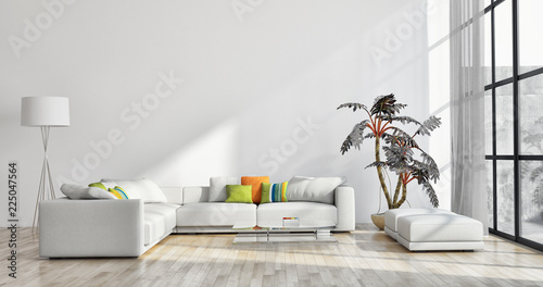 large luxury modern bright interiors apartment Living room illustration 3D rendering computer generated image