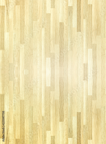 Hardwood maple basketball court floor viewed from above.