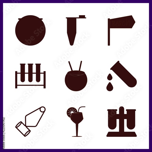 preparation vector icons set. test tube holder, test tubes, test tube and pilon in this set.