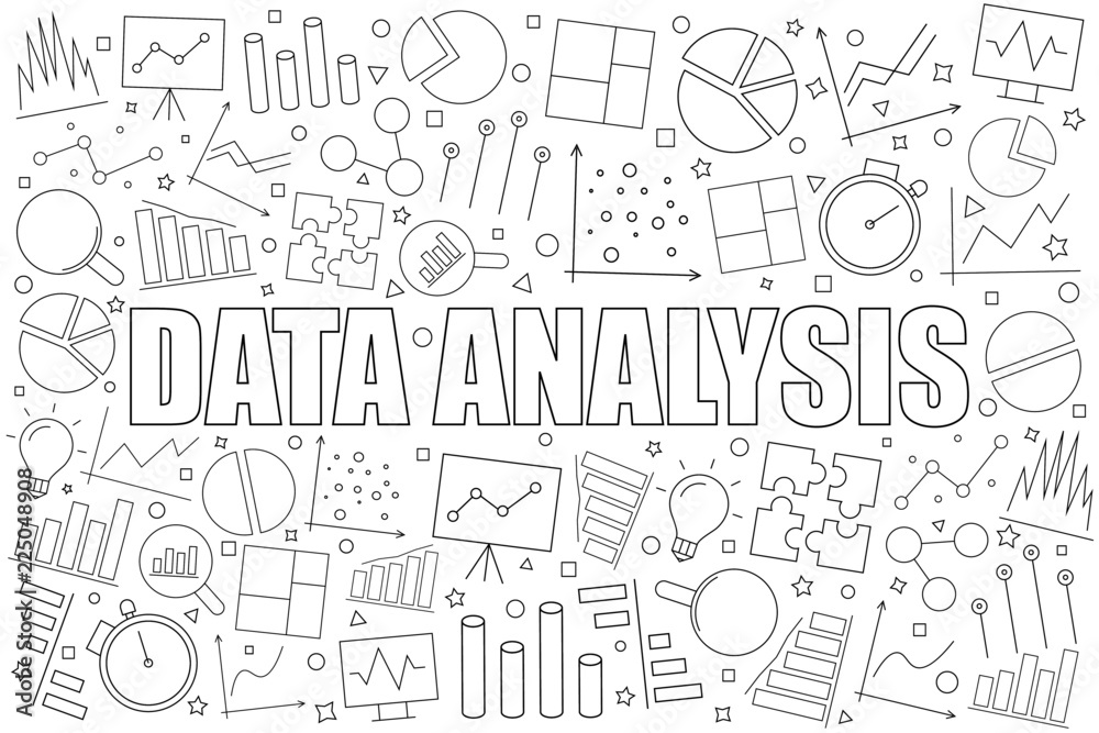 Data analysis background from line icon. Linear vector pattern. Vector illustration