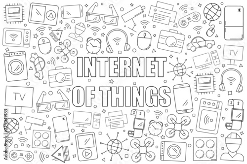 Internet of things background from line icon. Linear vector pattern. Vector illustration