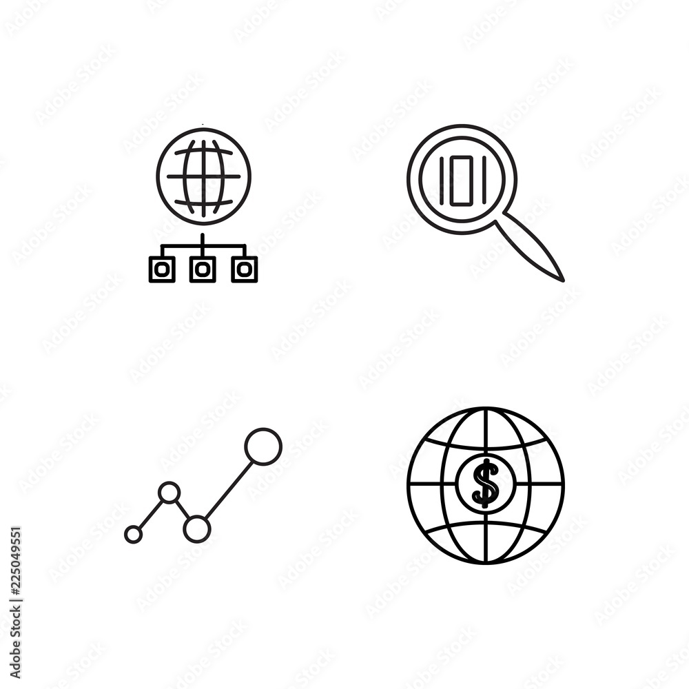 business simple outlined icons set business simple outlined icons set