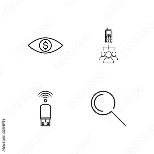business simple outlined icons set
