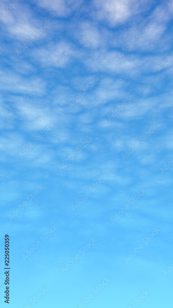 Cumulus white clouds in the clear blue sky in the morning. Blue sky background with white clouds. 3D illustration Cumulus white clouds in the clear blue sky in the morning. Blue sky background with white clouds. 3D illustration