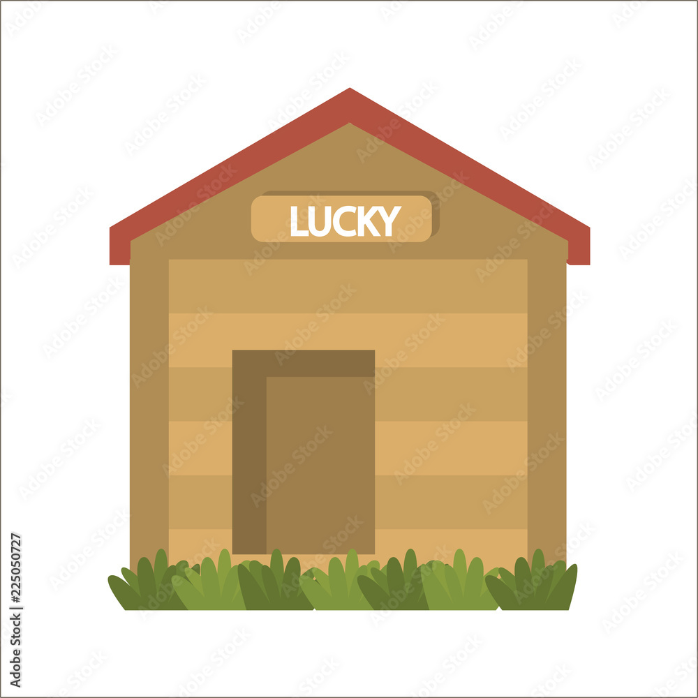 Dog booth color vector icon. Flat design