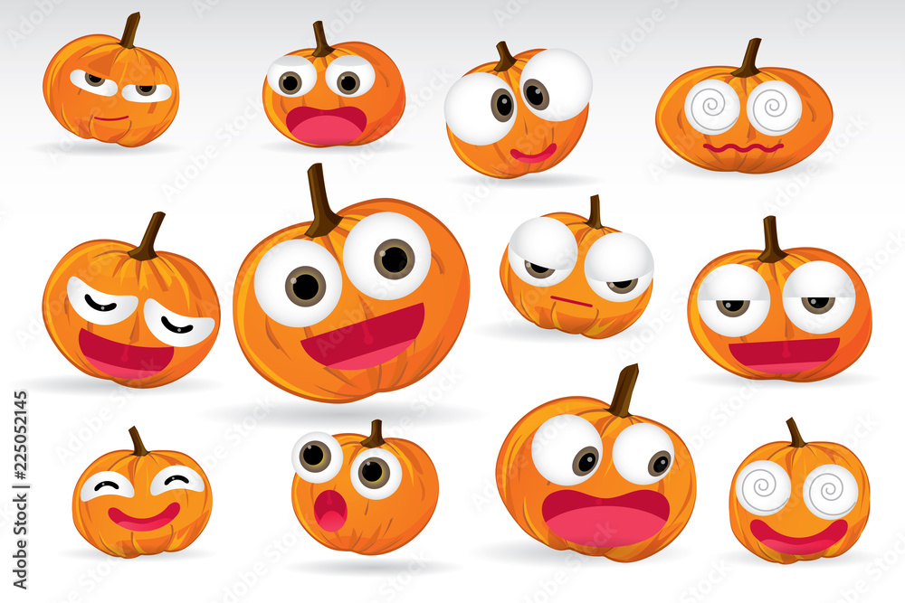 Vector cartoon character of pumpkin isolated on white background.