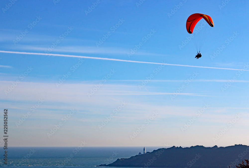 Tandem Paraglider above Start Bay, Devon Tandem Paraglider above Start Bay, Devon