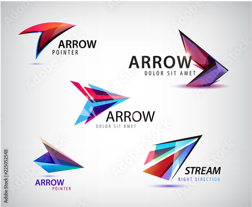 Vector set of abstract logos, arrows, pointers. Business sign, web