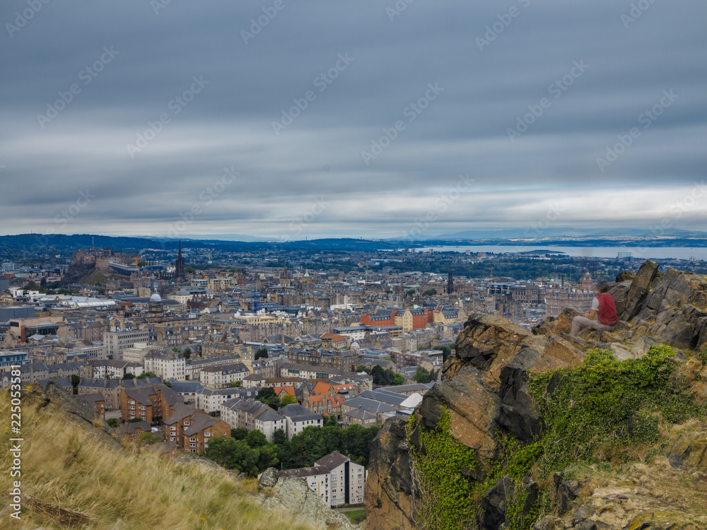 Wide view of Edinburgh skyline, ultra long exposure