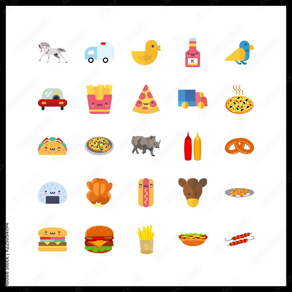 Fototapeta premium 25 fast icon. Vector illustration fast set. bird and fried chicken leg icons for fast works