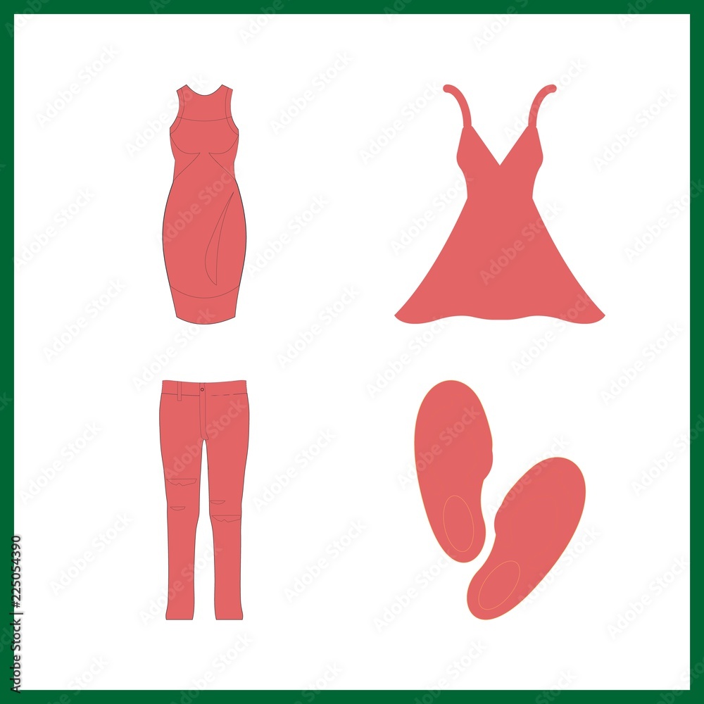 fashionable icon. sandal and dress vector icons in fashionable set. Use this illustration for fashionable works.