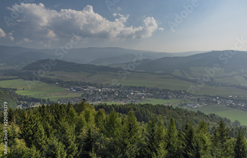 View from observation tower Bukovka in Jeseniky big mountains photo