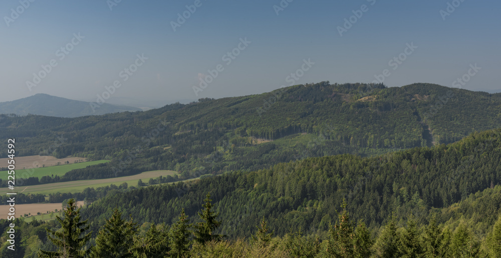 View from observation tower Bukovka in Jeseniky big mountains