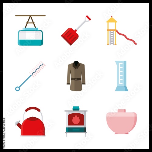9 steel icon. Vector illustration steel set. cylinder and coat icons for steel works