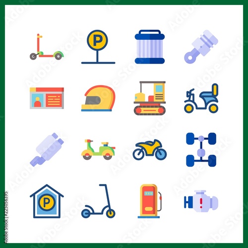 motor icon. pulley and gas station vector icons in motor set. Use this illustration for motor works.