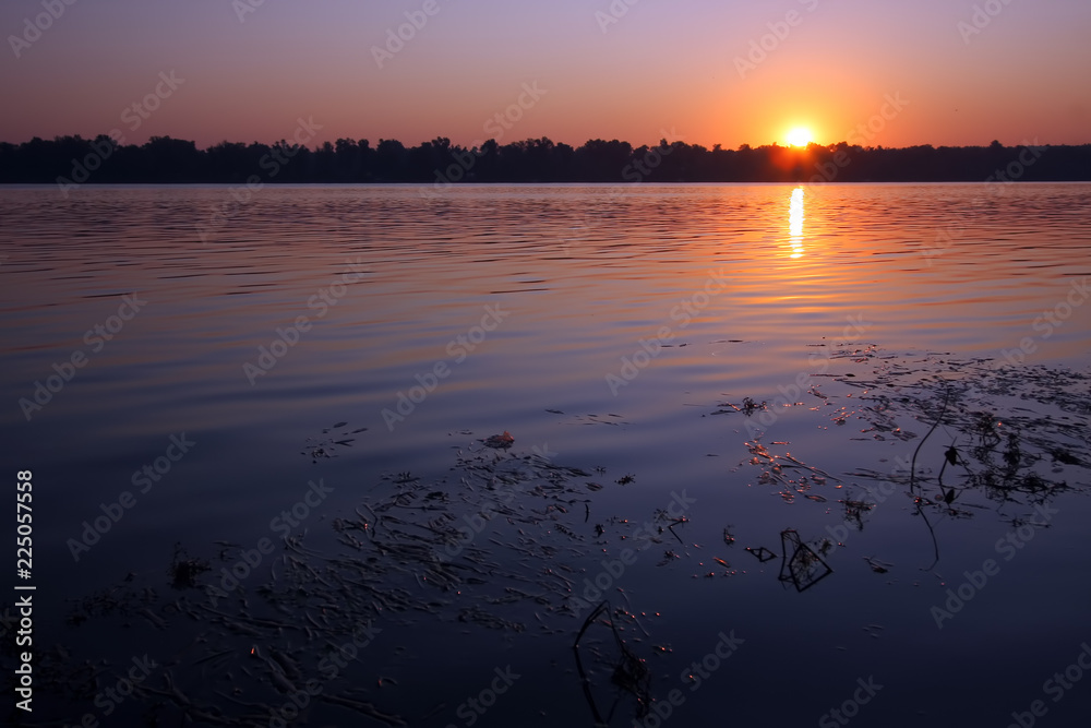 Beautiful morning sunrise on the river Danube