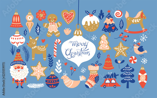 Christmas holiday element set for graphic and web design