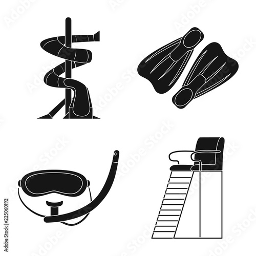 Isolated object of pool and swimming icon. Collection of pool and activity stock symbol for web.