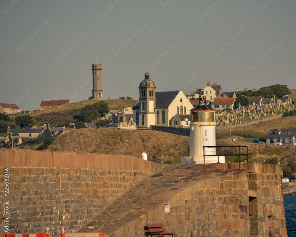 Seaside town and lighthouse