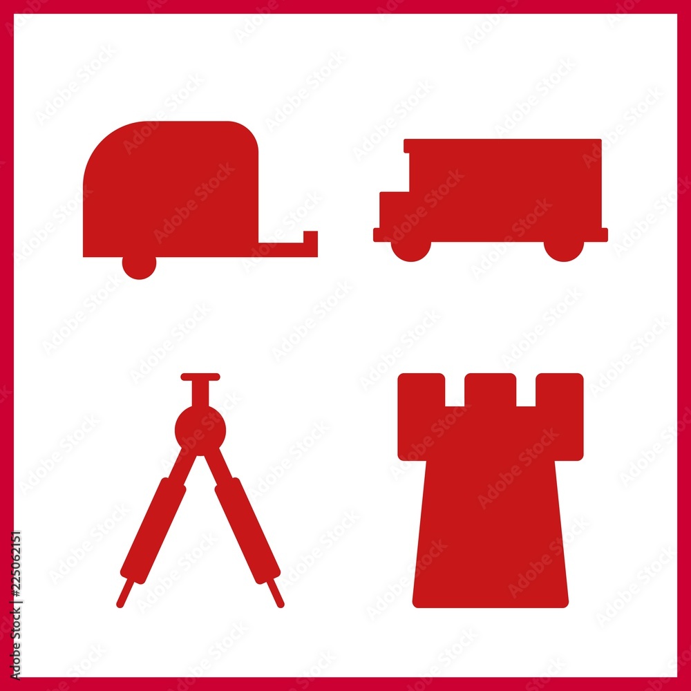 Fototapeta premium 4 tour icon. Vector illustration tour set. tower and bus icons for tour works