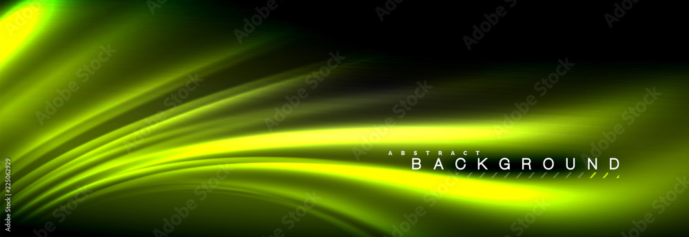 Neon glowing fluid wave lines, magic energy space light concept, abstract background wallpaper design