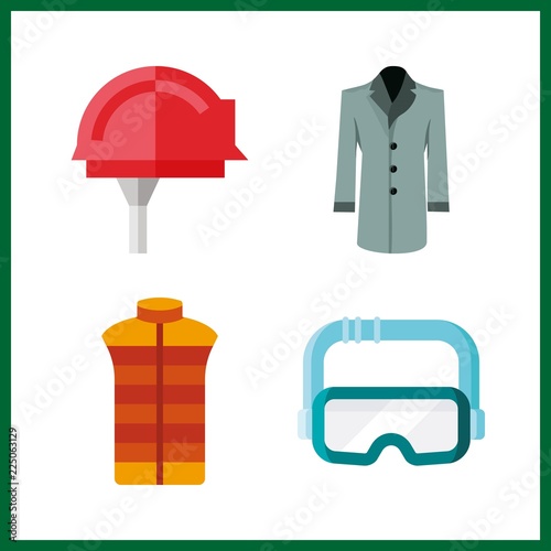 4 protective icon. Vector illustration protective set. vest and goggles icons for protective works