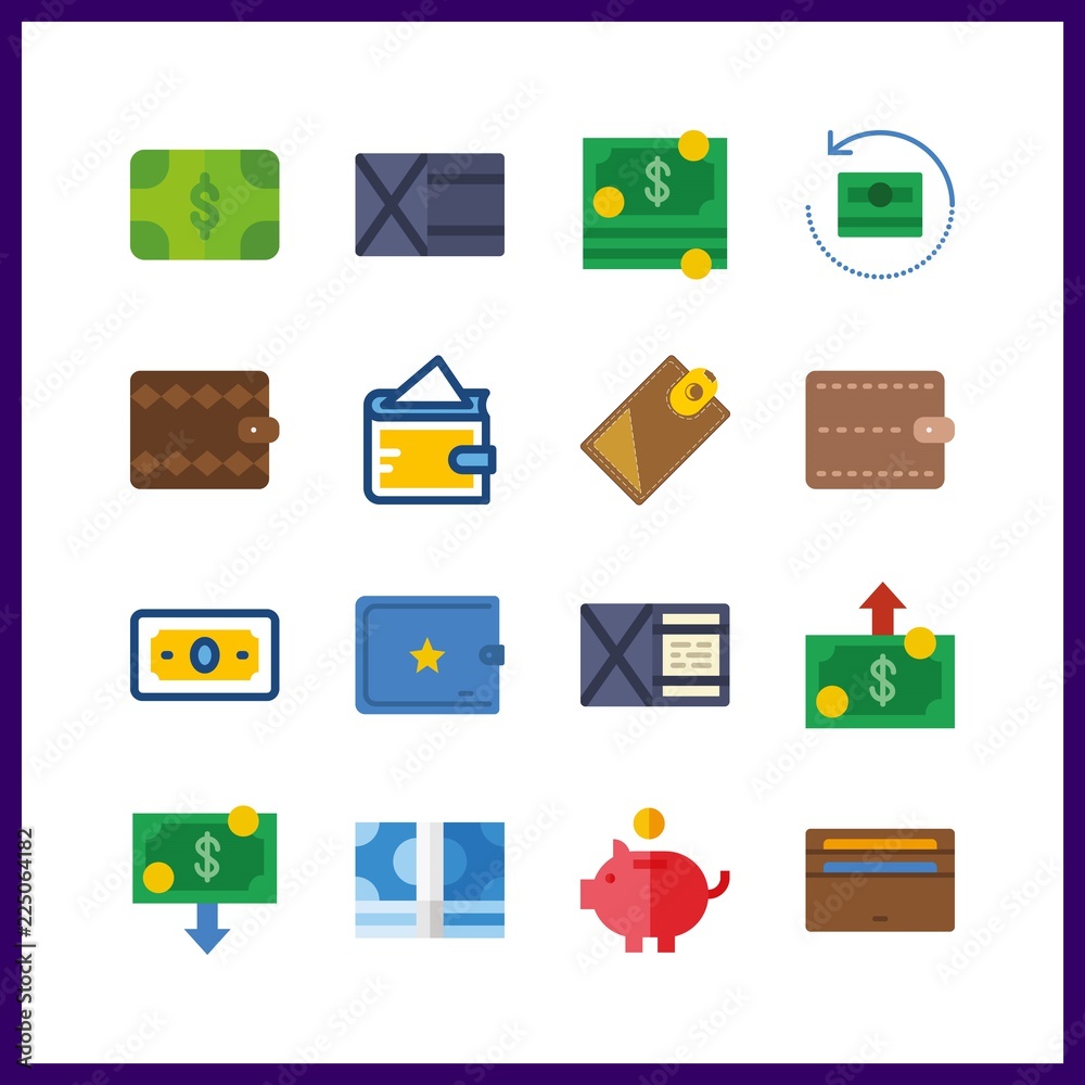 dollar icon. wallet and money icons vector icons in dollar set. Use this illustration for dollar works.