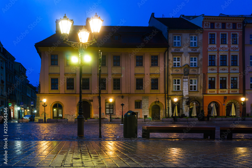 KRAKOW, POLAND - August 27, 2017: street view of downtown Krakow, Poland KRAKOW, POLAND - August 27, 2017: street view of downtown Krakow, Poland
