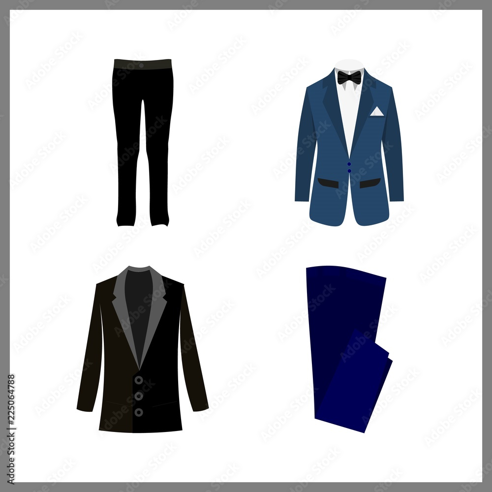 4 suit icon. Vector illustration suit set. blazer and trousers icons for suit works 4 suit icon. Vector illustration suit set. blazer and trousers icons for suit works
