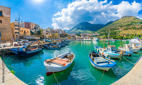 Sicilian port of Castellammare del Golfo, amazing coastal village of Sicily island, province of Trapani, Italy photo