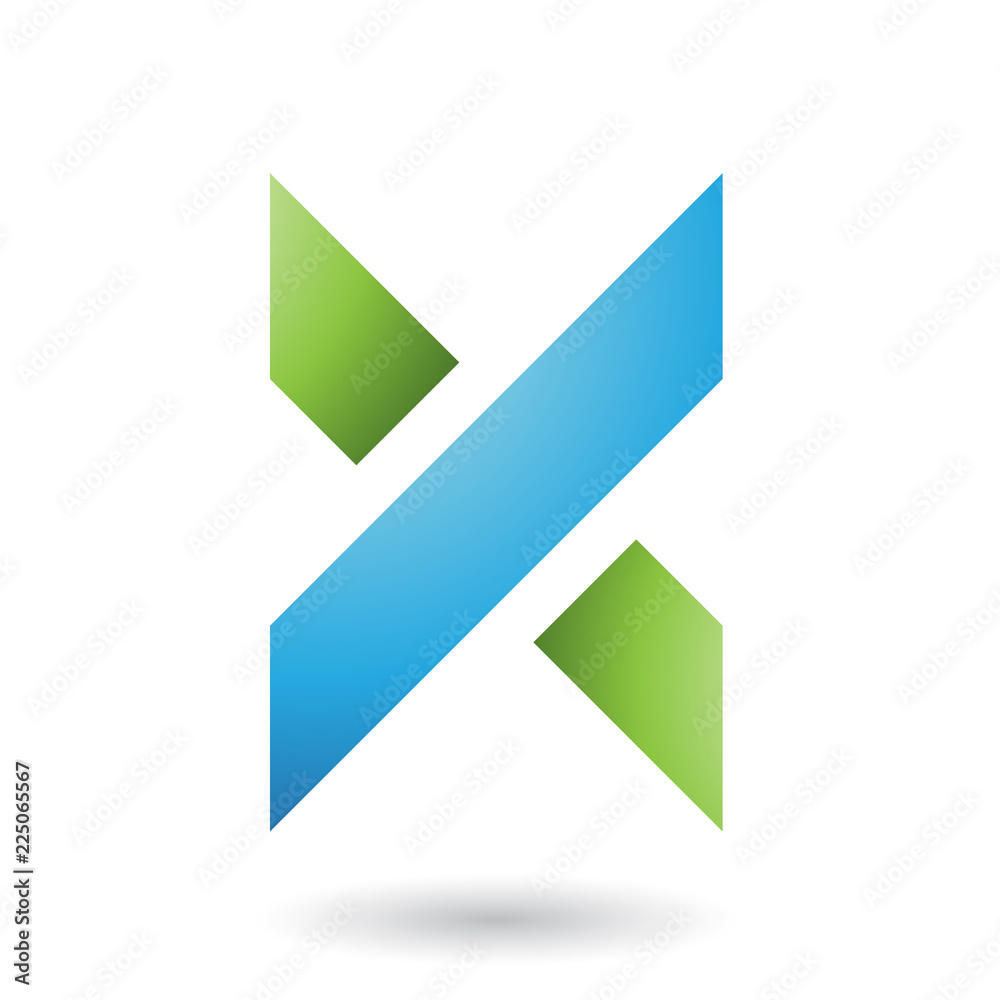 Blue and Green Thick Shaded Letter X Vector Illustration Blue and Green Thick Shaded Letter X Vector Illustration