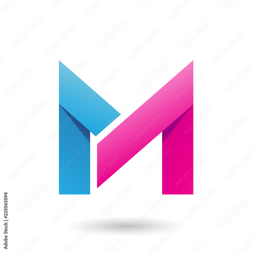 Blue and Magenta Folded Paper Letter M Vector Illustration Blue and Magenta Folded Paper Letter M Vector Illustration