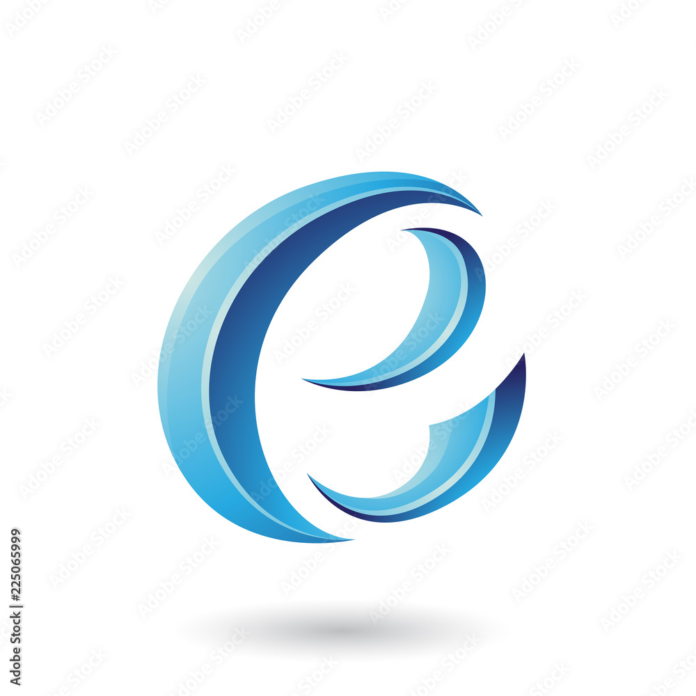 Blue Glossy Crescent Shape Letter E Vector Illustration Blue Glossy Crescent Shape Letter E Vector Illustration