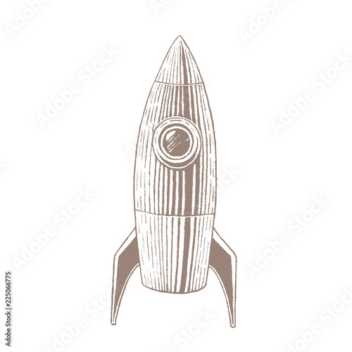 Brown Vectorized Ink Sketch of Rocket Illustration