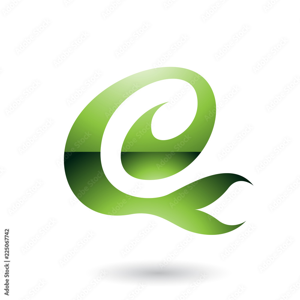 Green Glossy Curvy Fun Letter E Vector Illustration Green Glossy Curvy Fun Letter E Vector Illustration