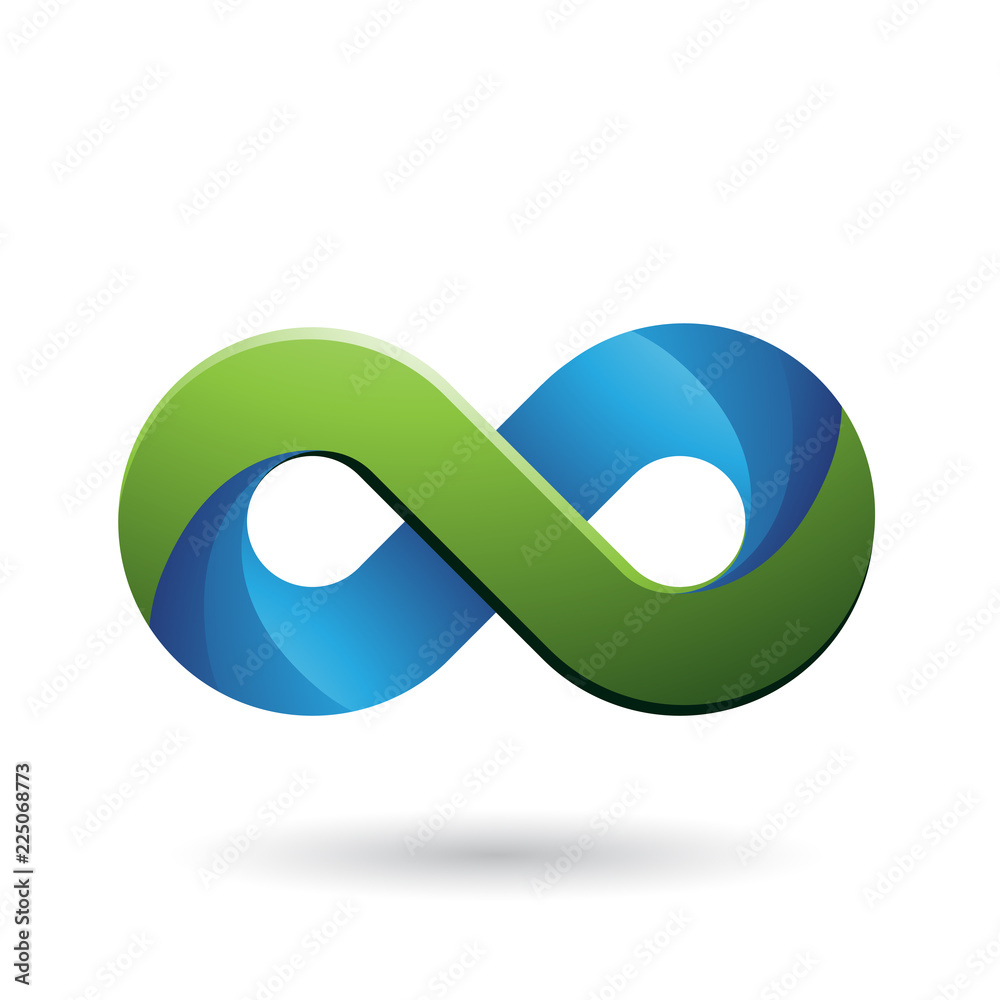 Infinity Symbol with Blue and Green Color Tints Vector Illustration