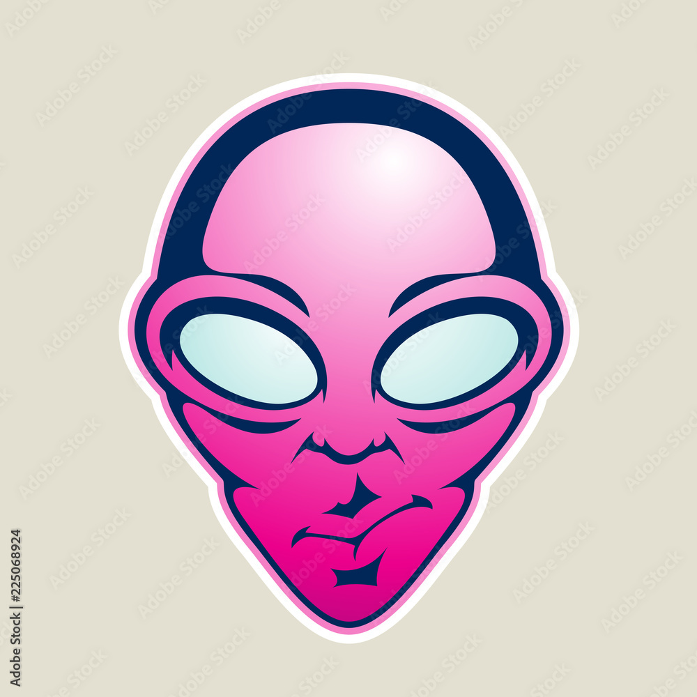 Magenta Alien Head Cartoon Icon Vector Illustration Magenta Alien Head Cartoon Icon Vector Illustration