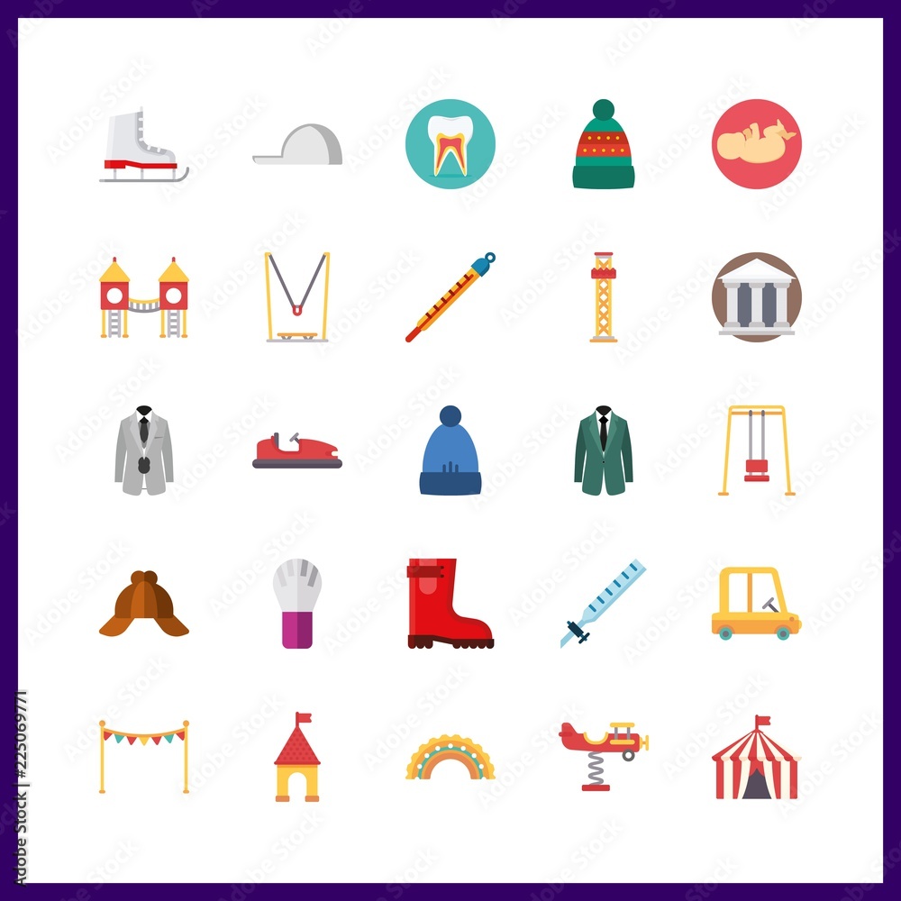 25 child icon. Vector illustration child set. rain boots and teeth icons for child works 25 child icon. Vector illustration child set. rain boots and teeth icons for child works