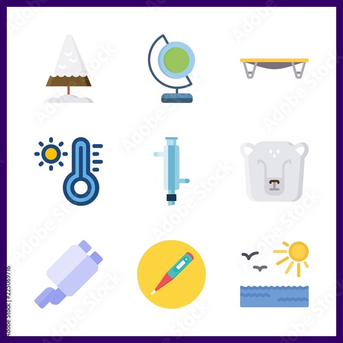 9 environment icon. Vector illustration environment set. condenser and pine icons for environment works