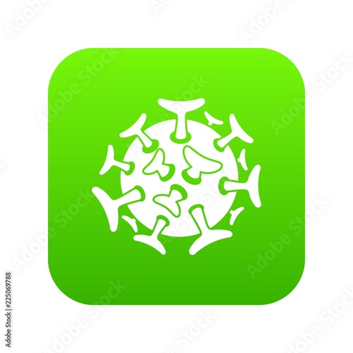 Round viral bacteria icon digital green for any design isolated on white vector illustration