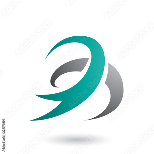 Persian Green Abstract Wind and Twister Shape Vector Illustration