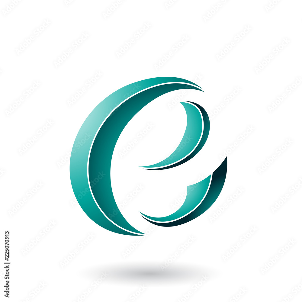 Persian Green Striped Crescent Shape Letter E Vector Illustration Persian Green Striped Crescent Shape Letter E Vector Illustration