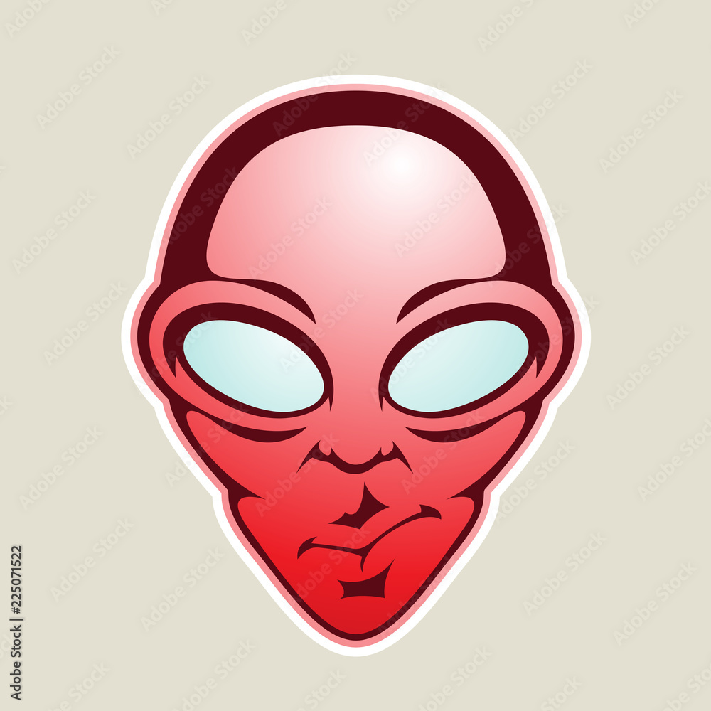 Red Alien Head Cartoon Icon Vector Illustration Stock Vector | Adobe Stock
