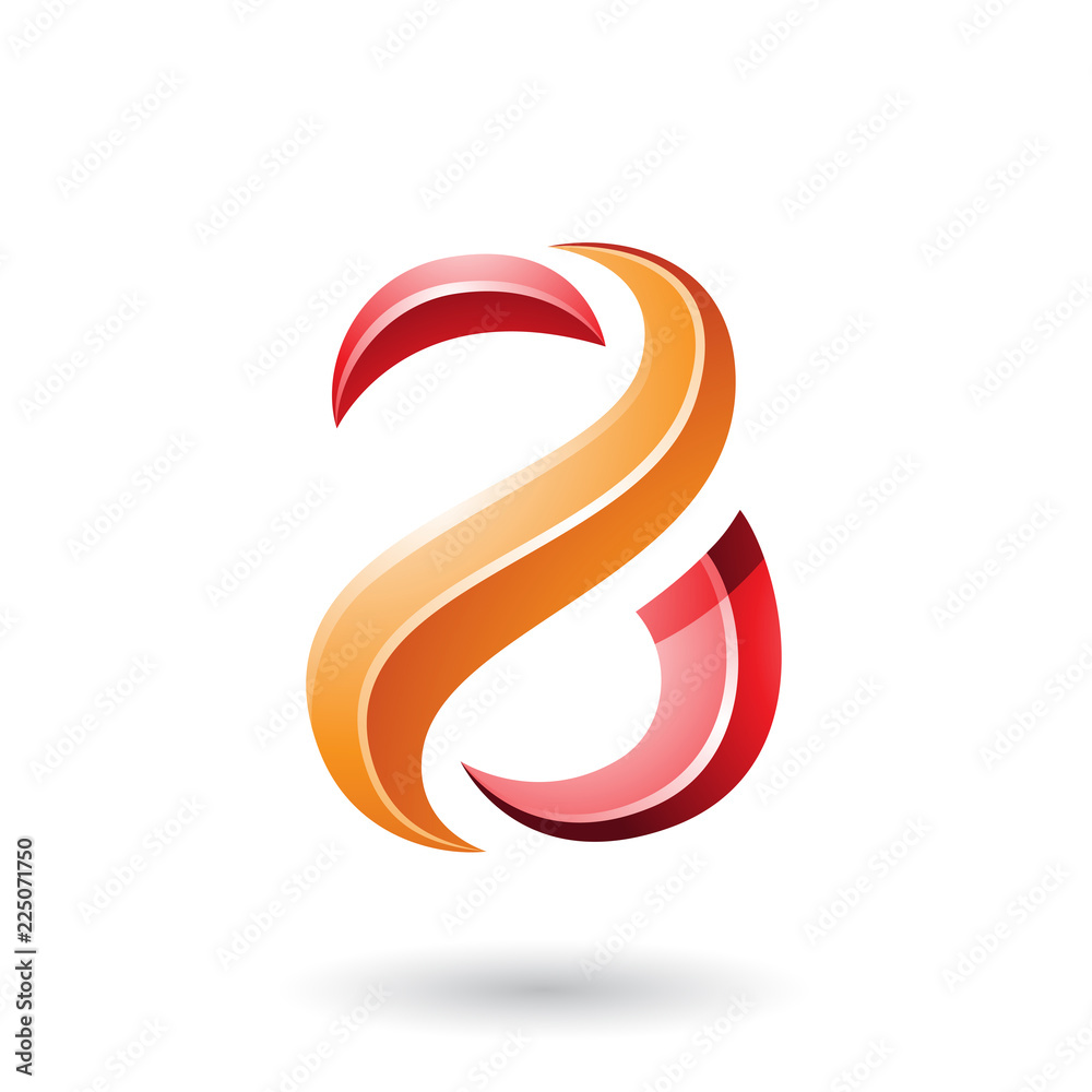 Obraz premium Red and Orange Glossy Snake Shaped Letter A Vector Illustration
