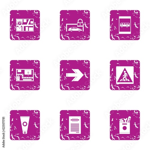 Pave the way icons set. Grunge set of 9 pave the way vector icons for web isolated on white background