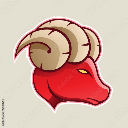 Red Aries or Ram Cartoon Icon Vector Illustration