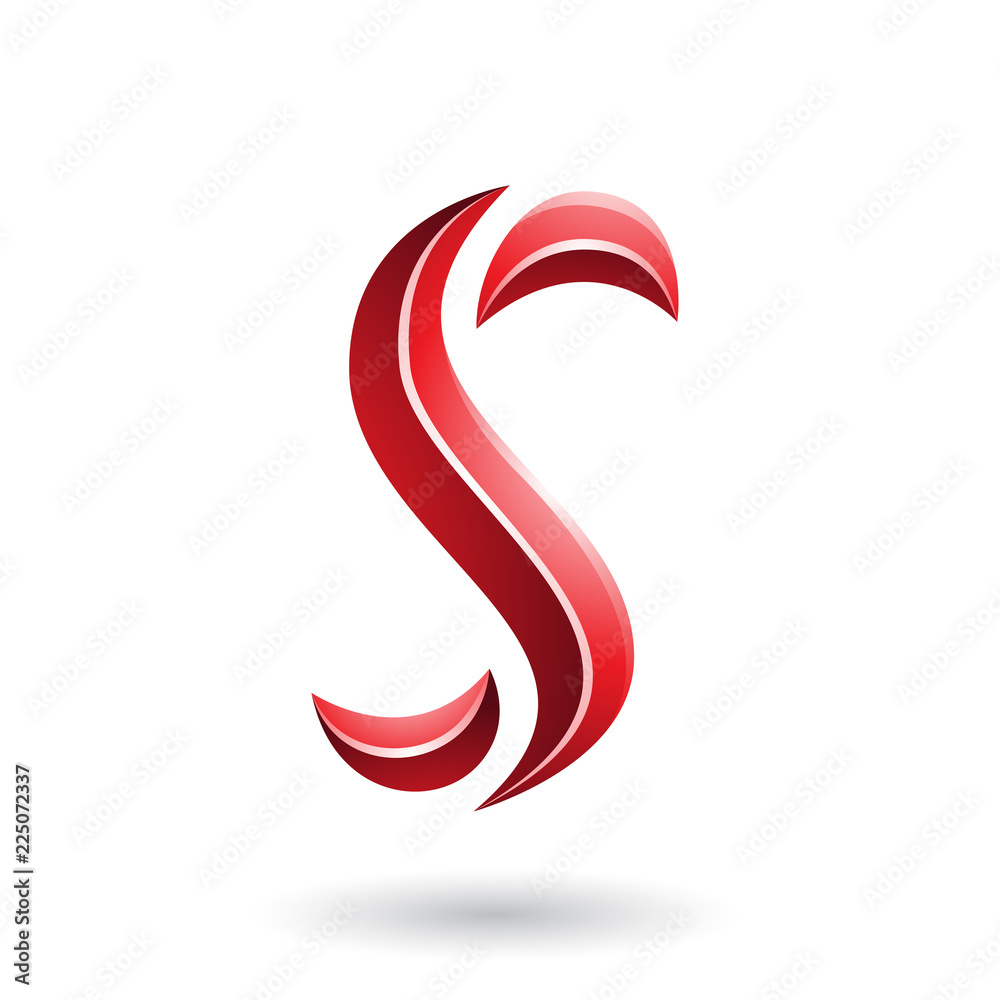 Obraz premium Red Glossy Snake Shaped Letter S Vector Illustration