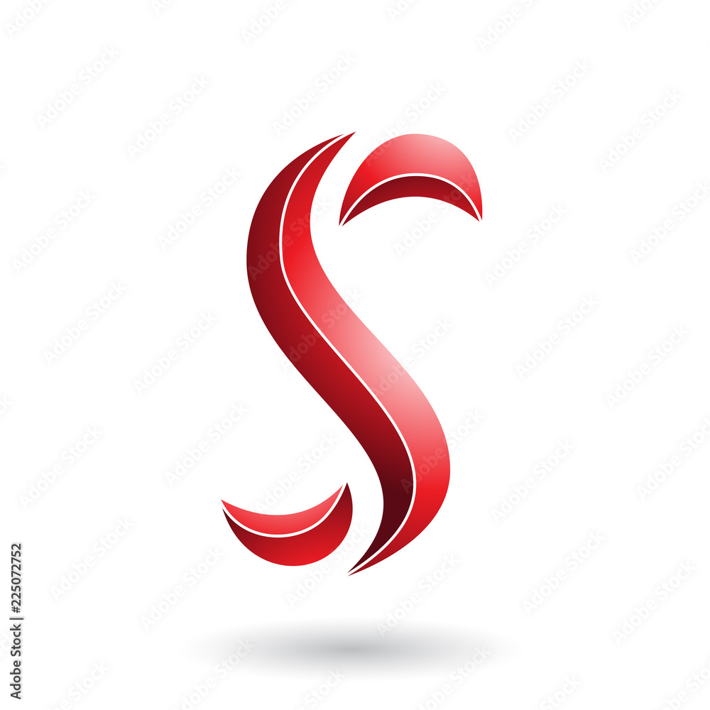Obraz premium Red Striped Snake Shaped Letter S Vector Illustration