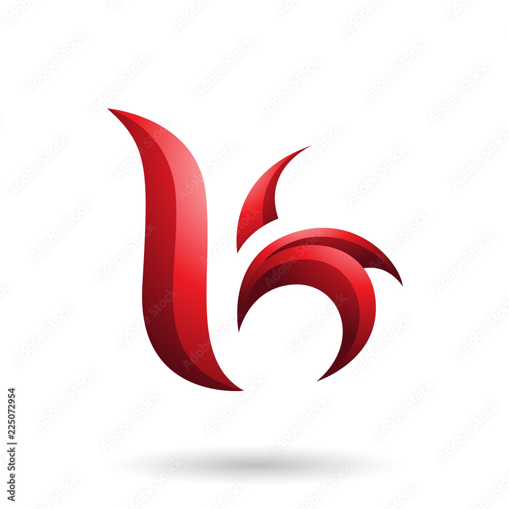Red Wavy Leaf Shaped Letter B or K Vector Illustration Red Wavy Leaf Shaped Letter B or K Vector Illustration